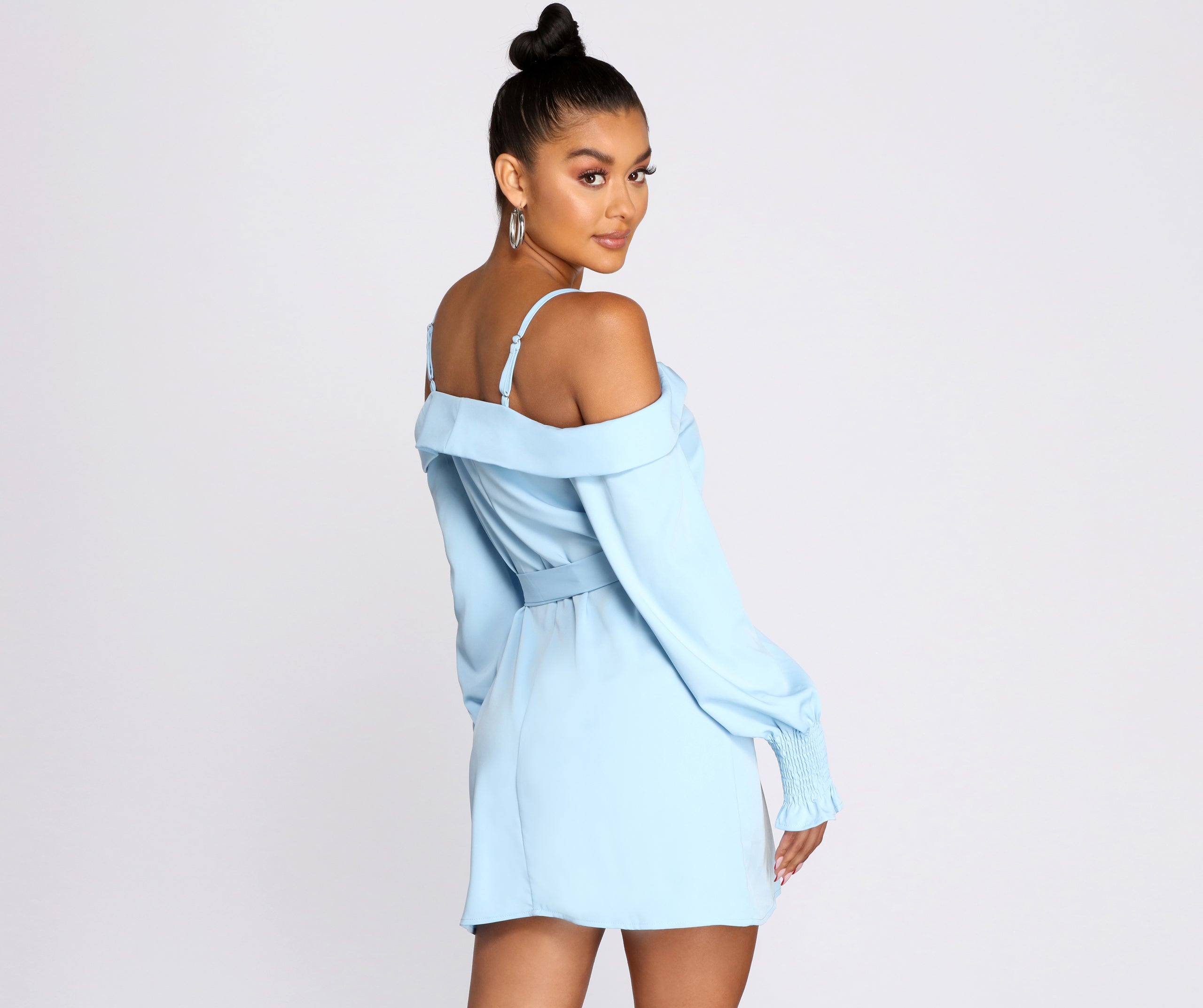 Light And Fresh Cold Shoulder Button Up Tunic