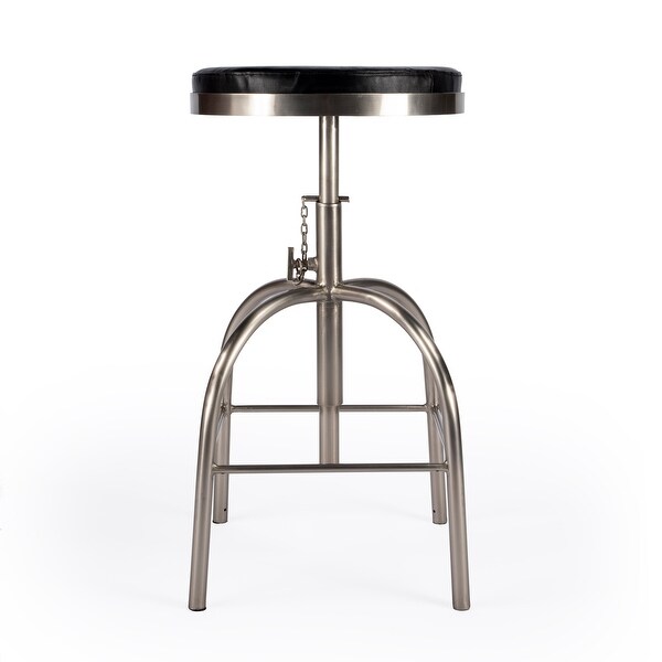 Clyde Black Leather Adjustable Bar Stool