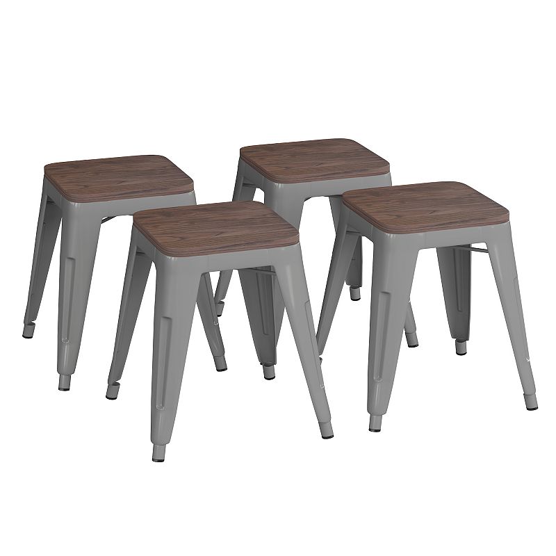 Flash Furniture Kai Gray Backless Table Height Stool 4-piece Set