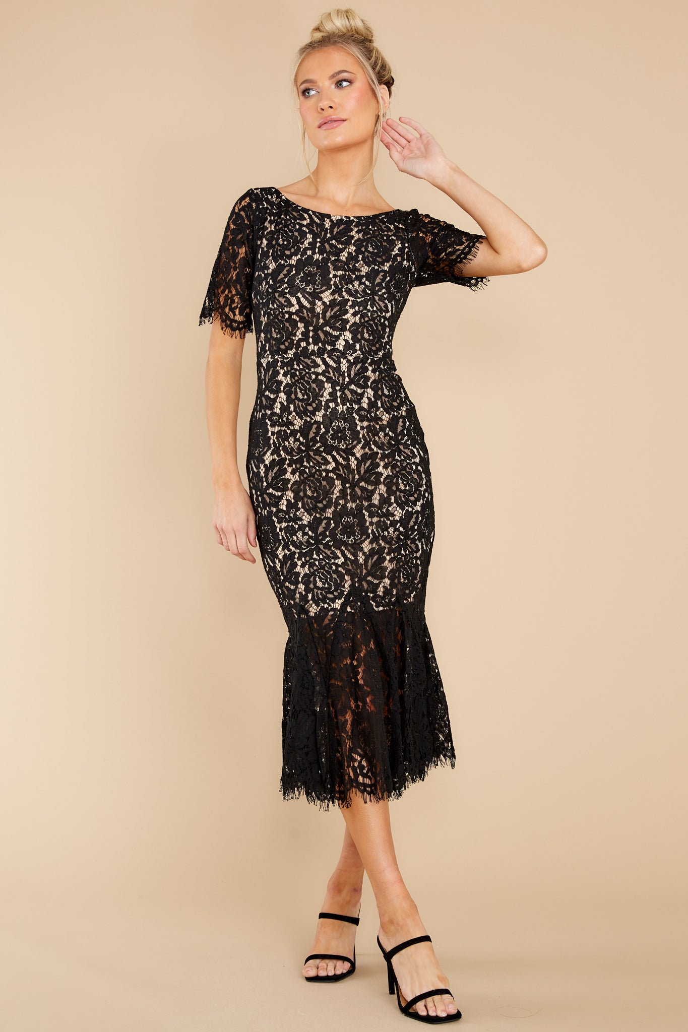 I Can't Resist Black Lace Midi Dress