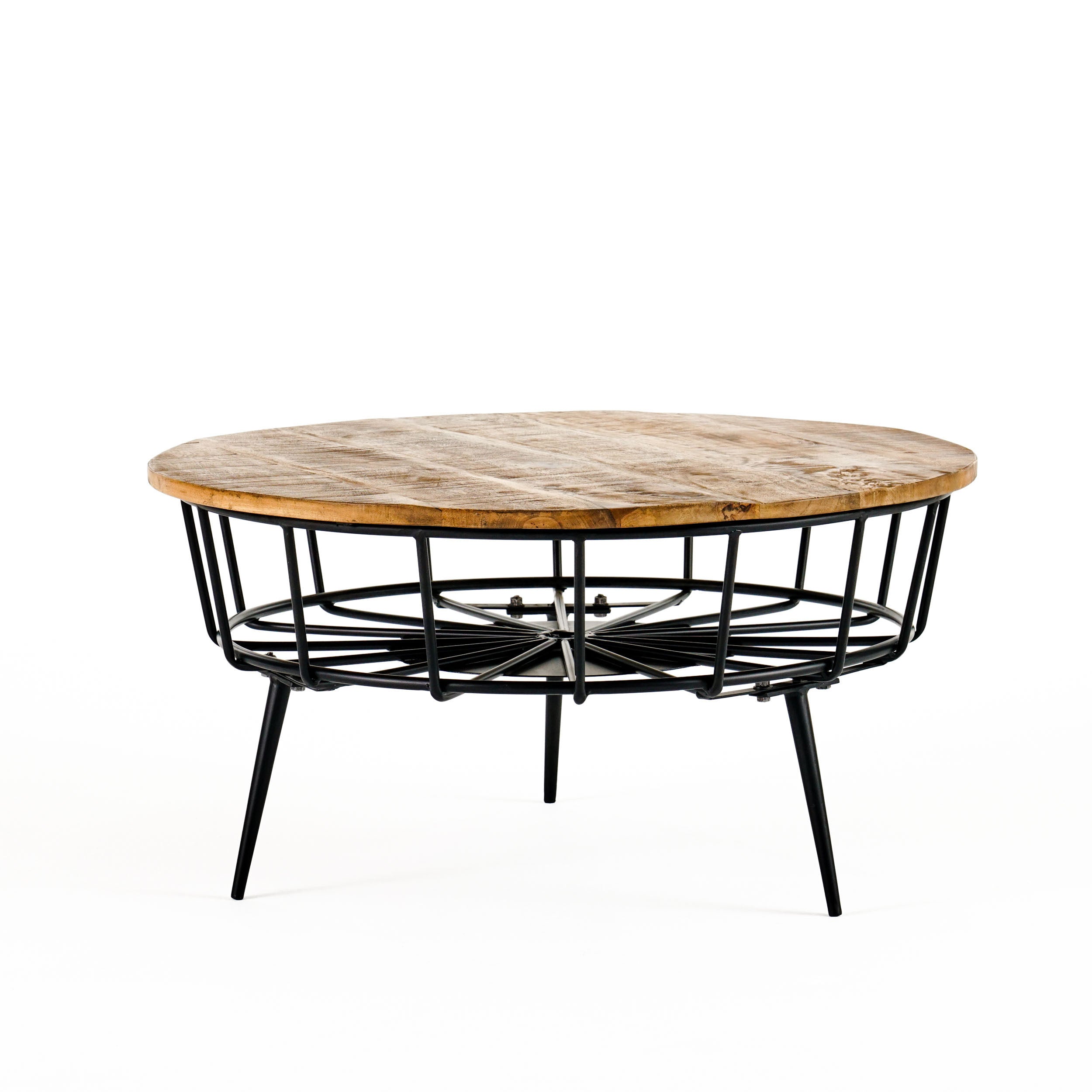 Tomilson Modern Industrial Handcrafted Mango Wood Coffee Table, Natural and Black