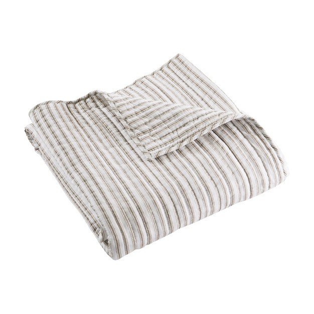 Tobago Stripe Taupe Quilted Throw Levtex Home