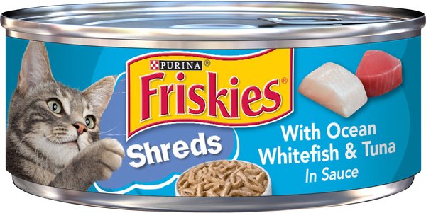 Friskies Savory Shreds with Ocean Whitefish and Tuna in Sauce Canned Cat Food