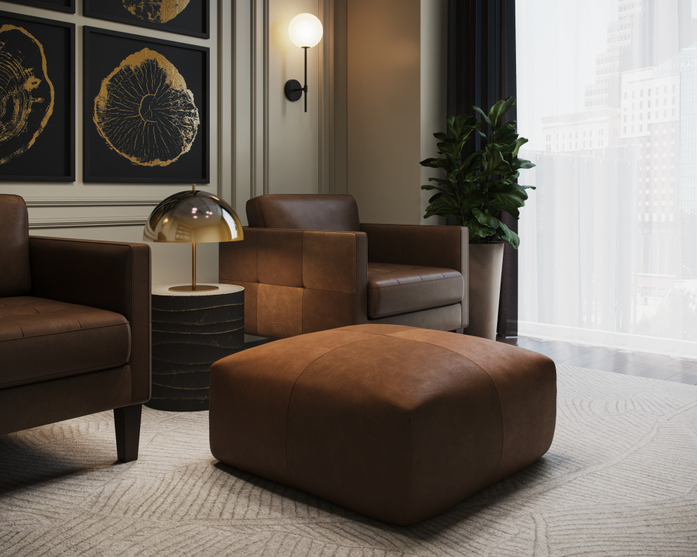 Elio Ottoman Cognac Leather   Contemporary   Footstools And Ottomans   by Sunpan Modern Home  Houzz