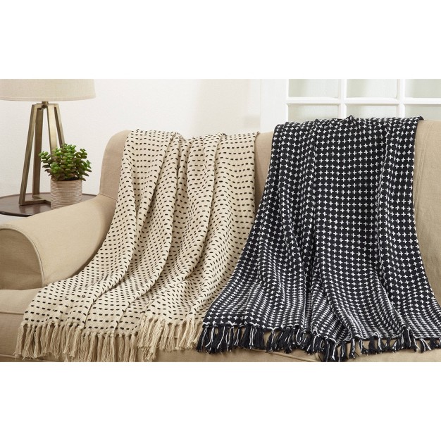 Stitched Line Throw Blanket Ivory Saro Lifestyle