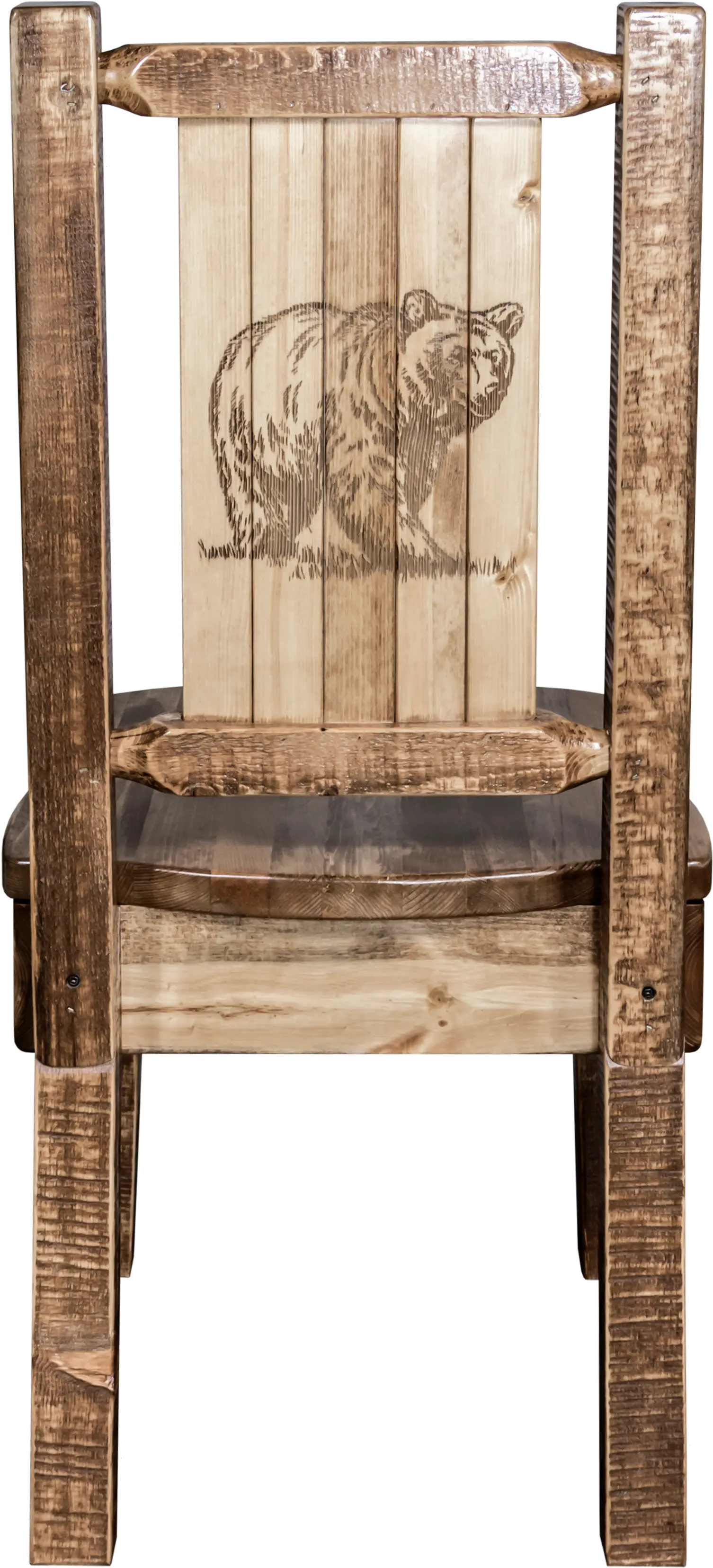 Rustic Laser Engraved Bear Dining Chair - Homestead