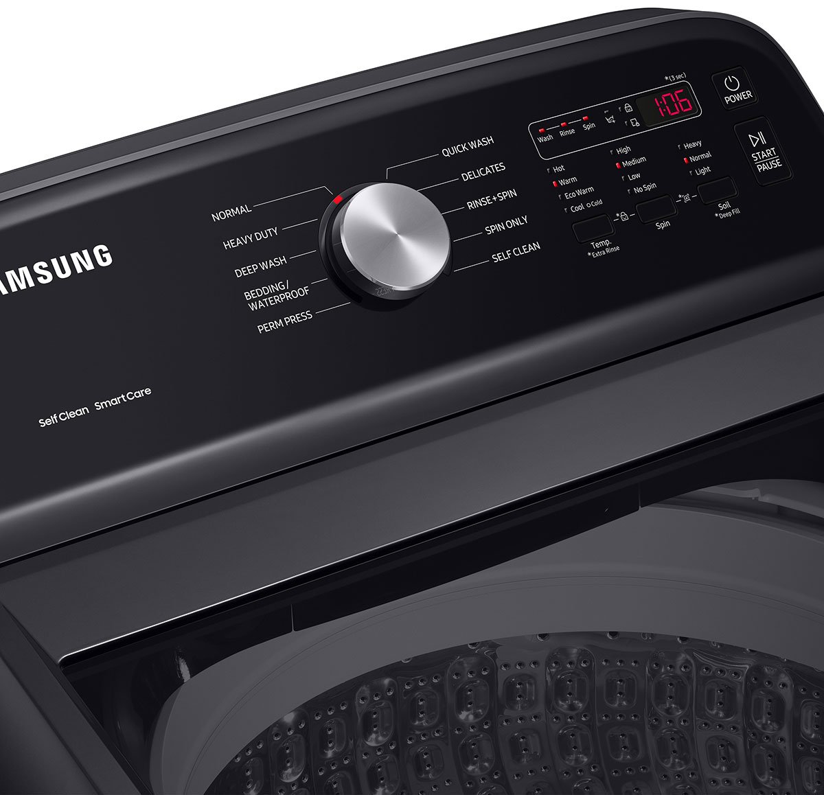  4.9 Cu. Ft. Brushed Black Large Capacity Top Load Washer With ActiveWave Agitator And Deep Fill