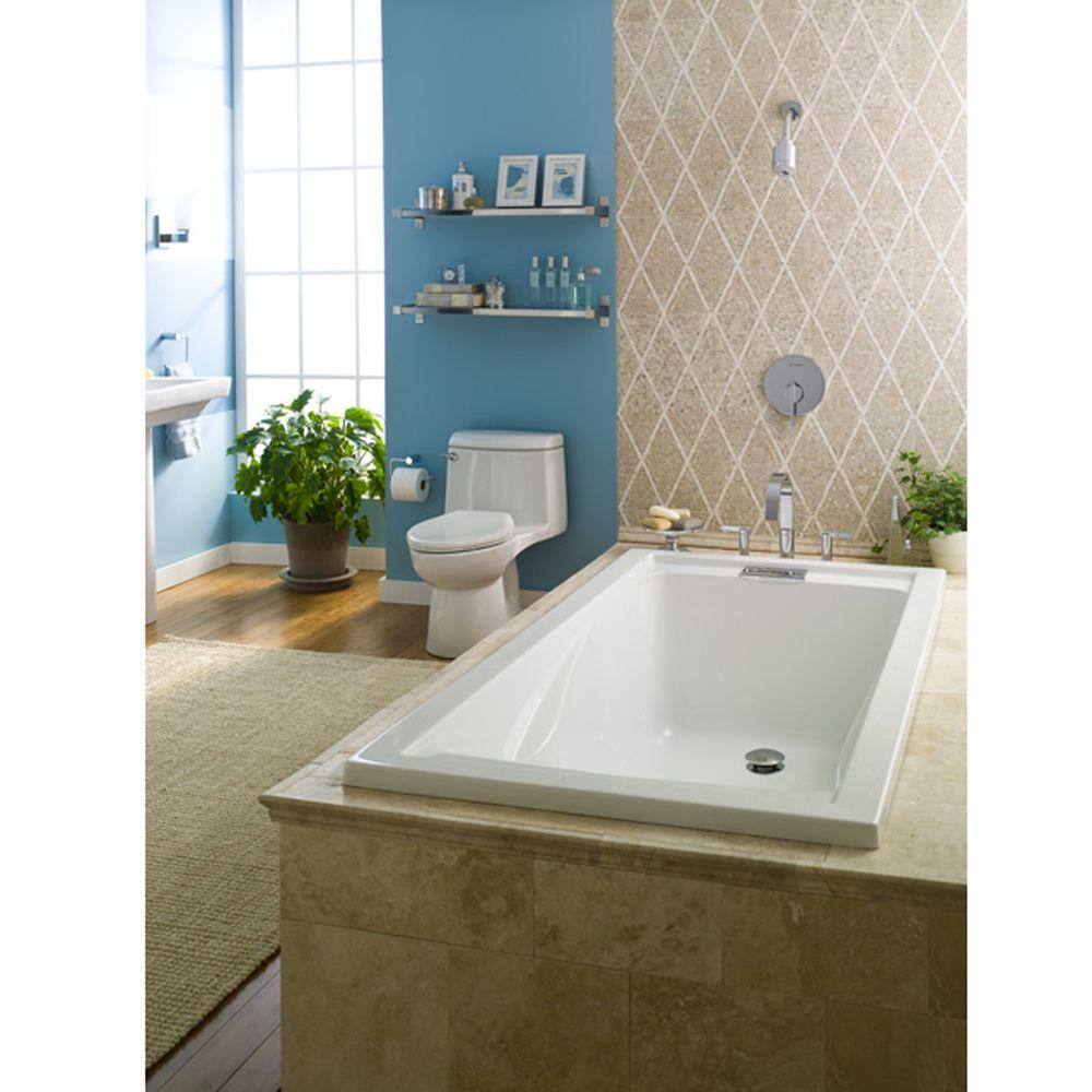 American Standard EverClean 72 in. x 100 in. Rectangular Soaking Bathtub with Reversible Hand Drain in White 7236L.002.020