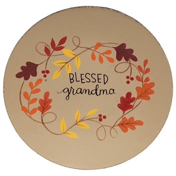 Blessed Grandma Fall Leaves Plate 3 Asstd.