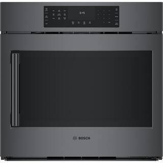 Bosch 800 Series 30 in. Built-In Smart Single Electric Convection Wall Oven w Right SideOpening Door in Black Stainless Steel HBL8444RUC