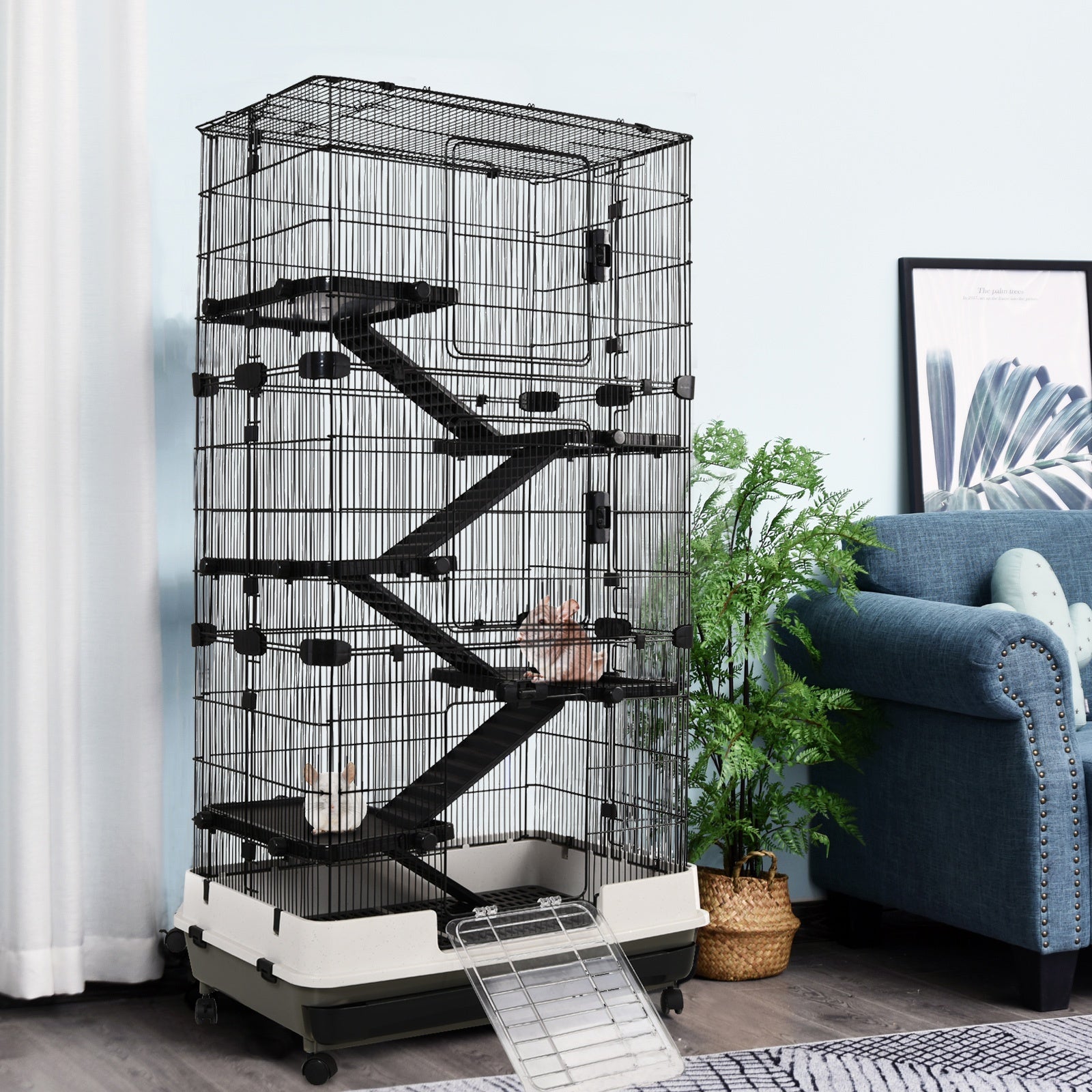 Anself 6-tier Platform Rolling Small Animal Cage for Hamsters， Chinchillas， and Gerbils with a Large Living Space