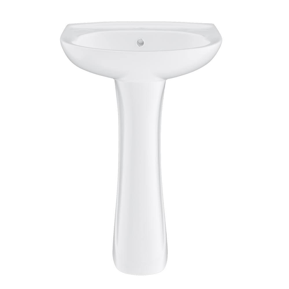 21 in. White Ceramic Pedestal Sink with 26 in. Base in White GR-PBS007