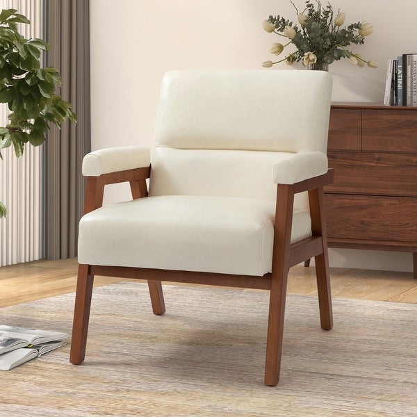 Philipp Mid-century Modern Leather Armchair with Tufted Design by HULALA HOME