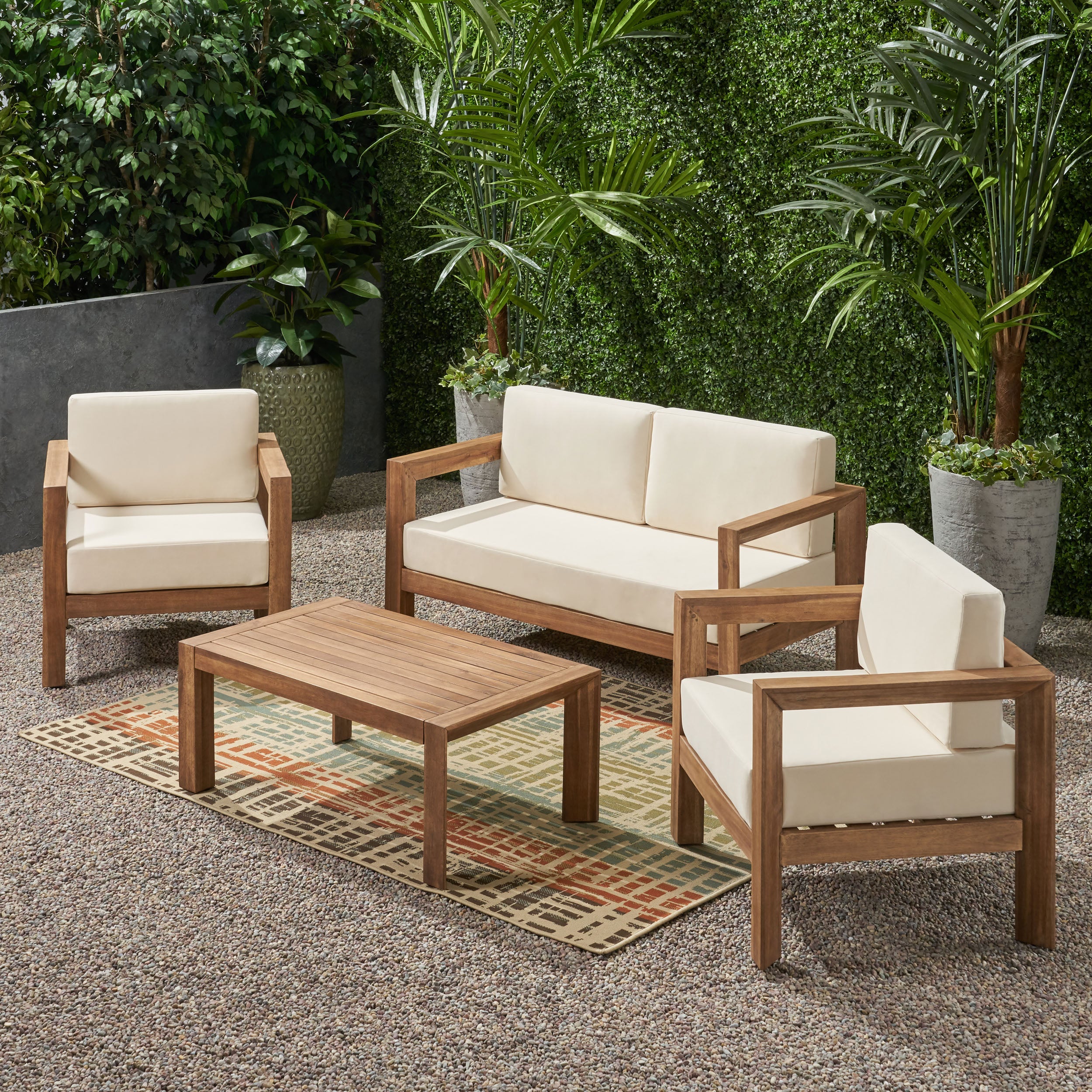 Rosemary Outdoor 4 Seater Acacia Wood Chat Set