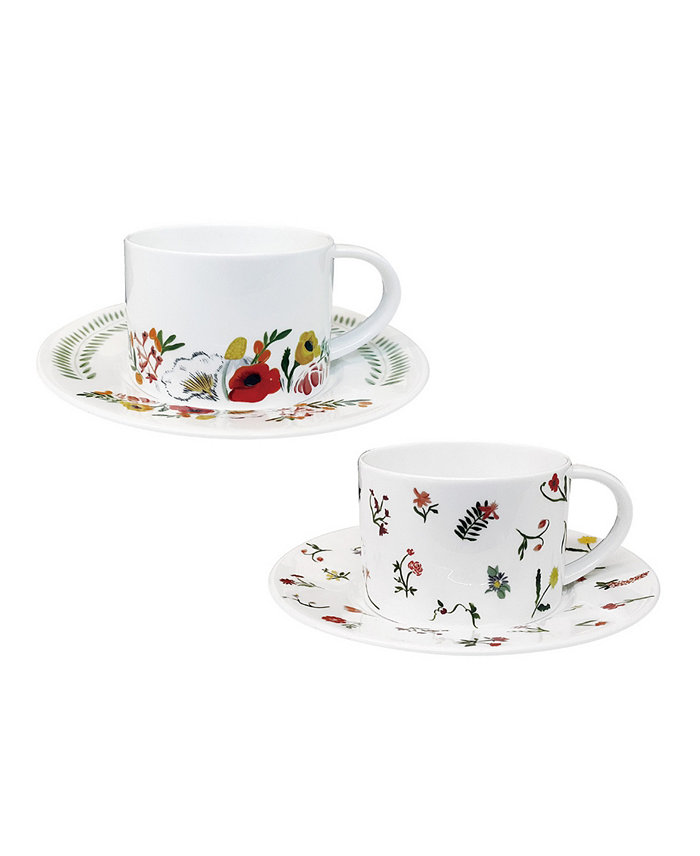 Twig New York Language of Flowers Cups and Saucers - Set of 2