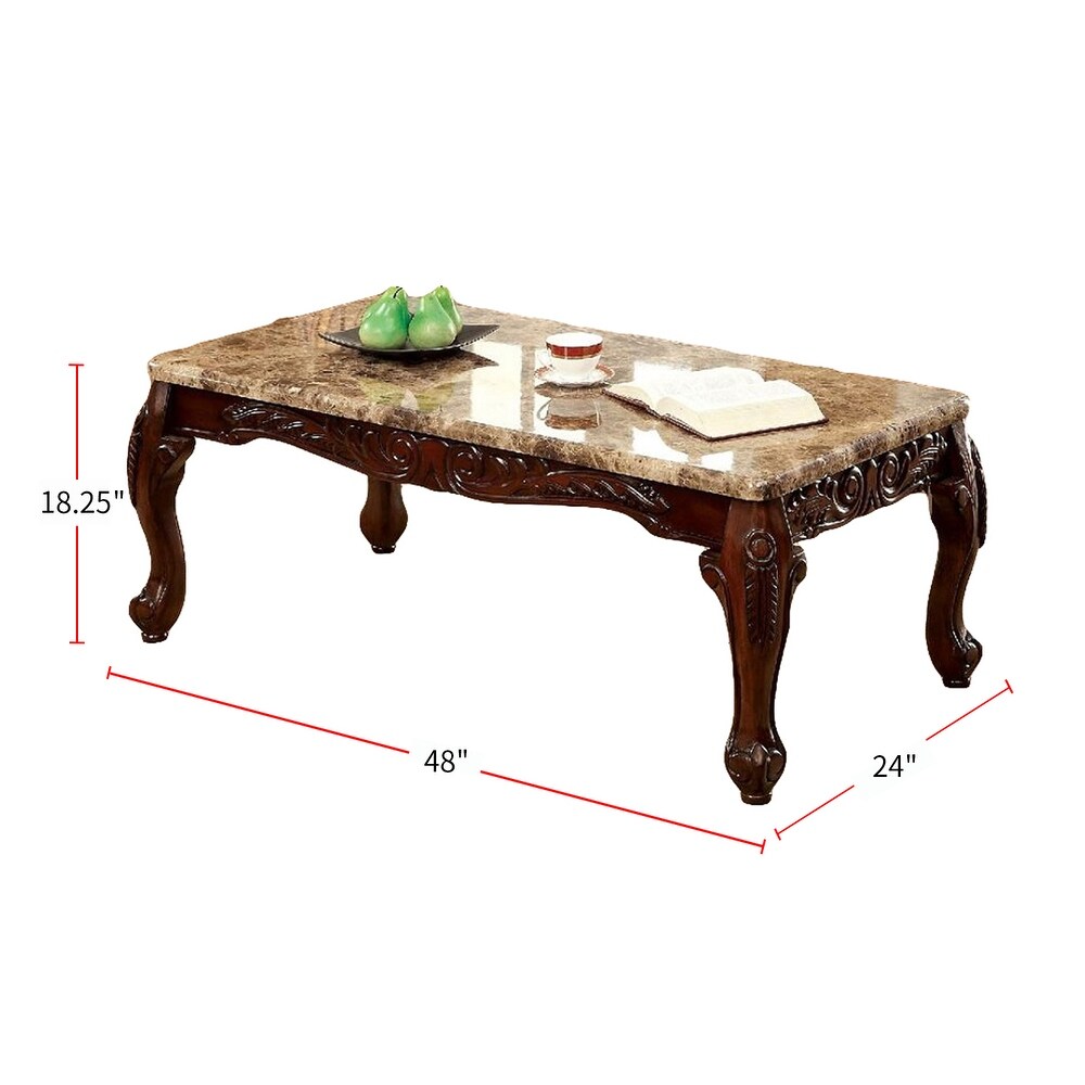 3 Piece Table Set With Faux Marble Table Top