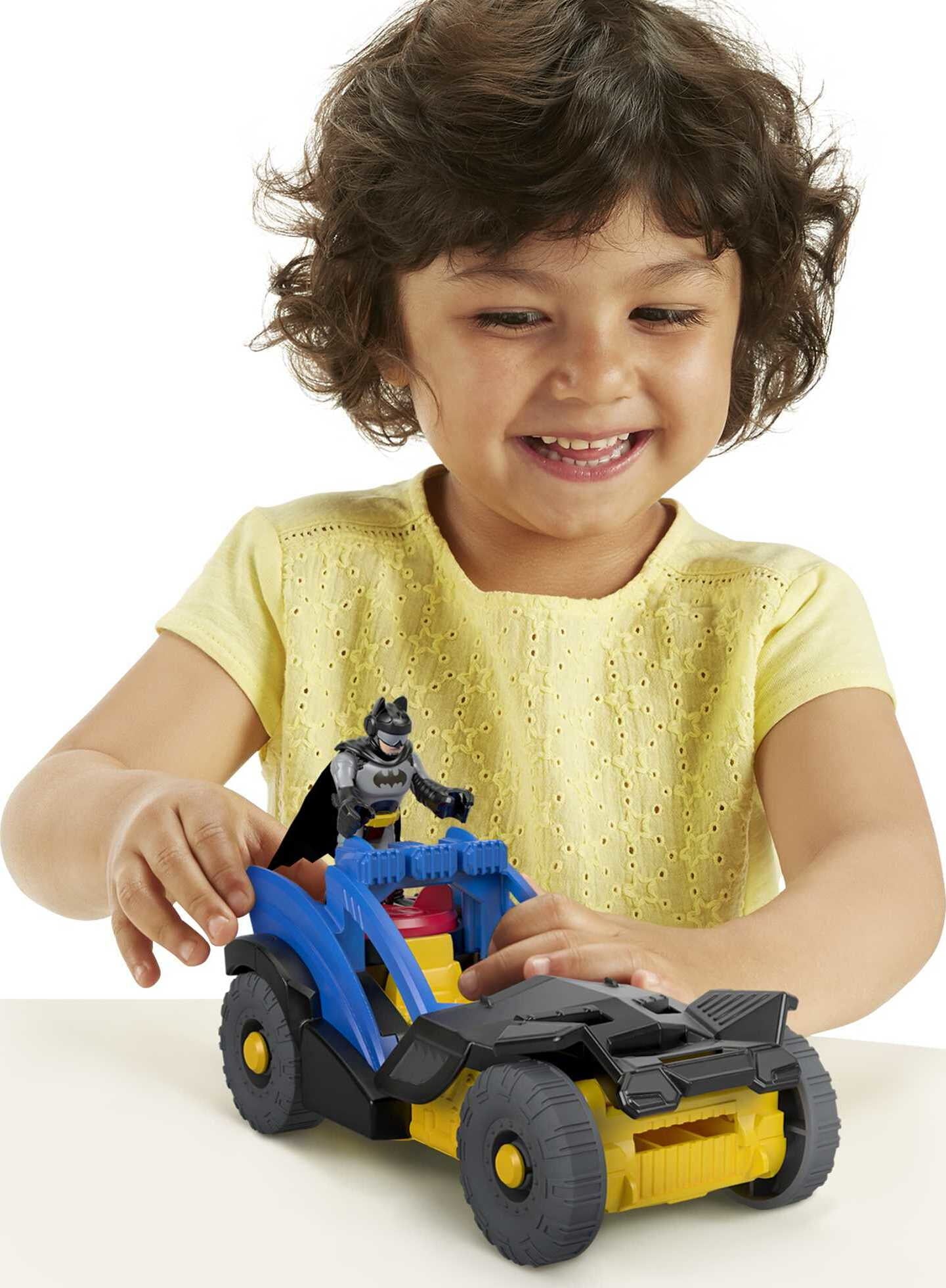 Imaginext DC Super Friends Batman Toy Rally Car with Disk Launcher and Figure， Preschool Toys