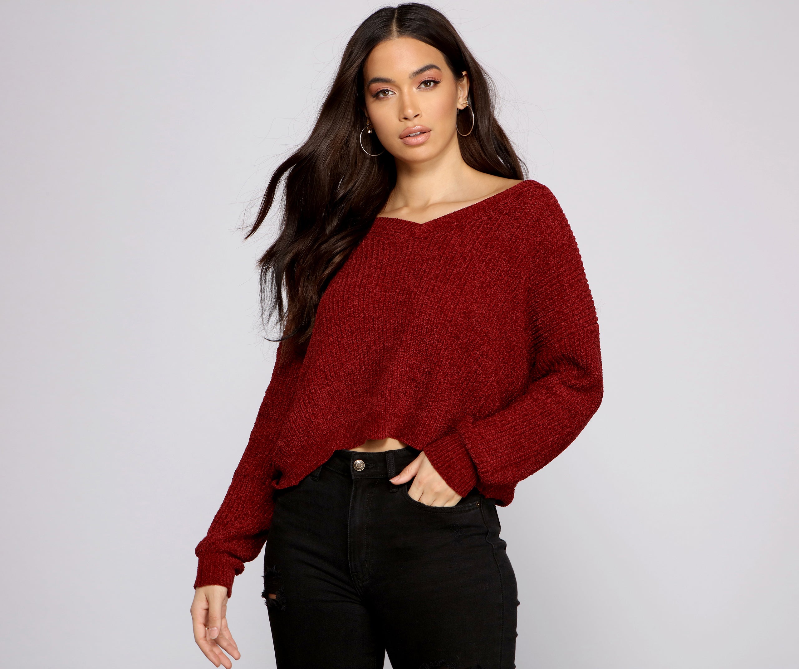 Casually Chic Twist Back Chenille Sweater