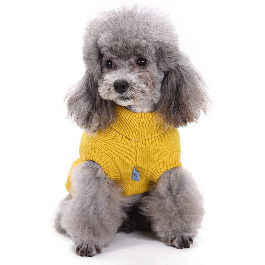 Jecikelon Small Dog Sweaters Knitted Pet Cat Sweater Warm Dog Sweatshirt Dog Winter Clothes Kitten Puppy Sweater (Yellow， Small）