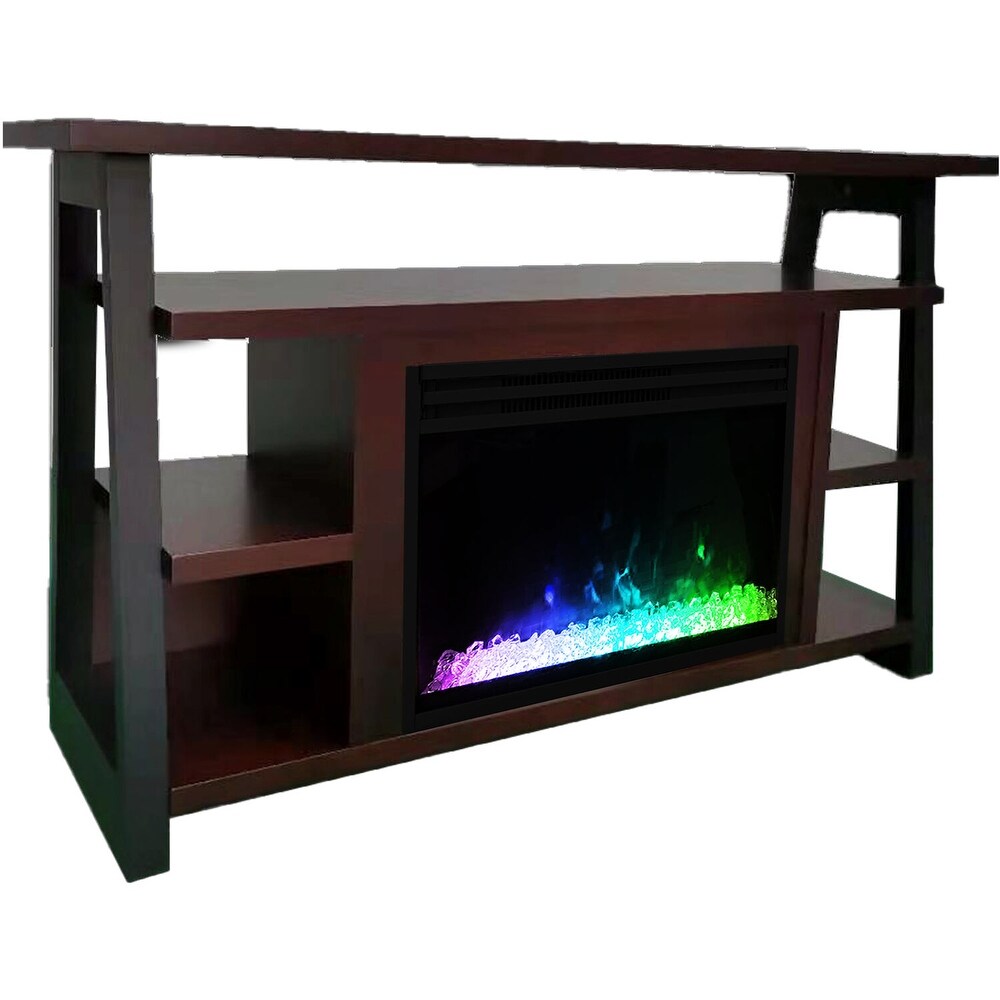 Cambridge 32 In. Sawyer Industrial Electric Fireplace Mantel with Deep Crystal Display and Color Changing Flames  Mahogany