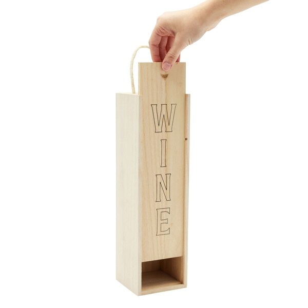 2 Pack Single Bottle Wooden Wine Gift Boxes with Sliding Lid for Housewarming