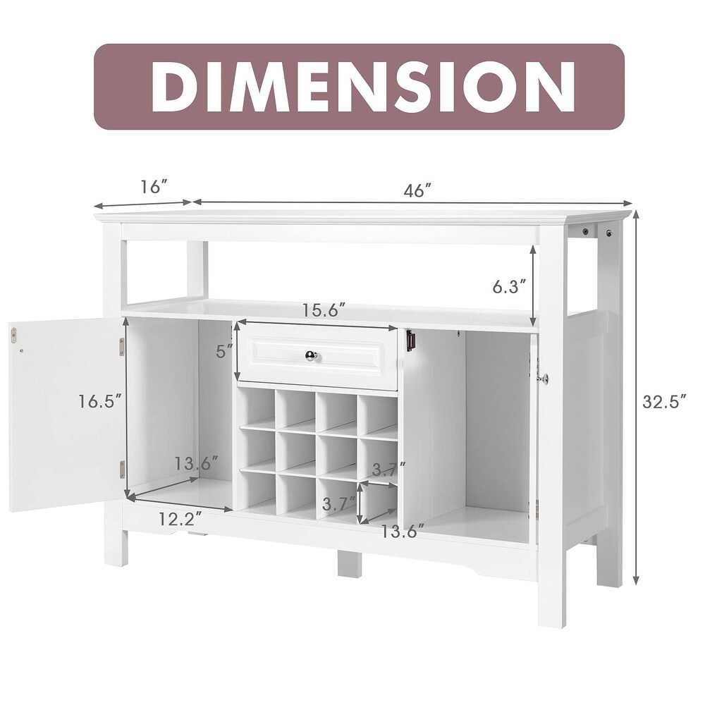 Buffet Sideboard Wood Storage Cabinet Kitchen Cupboard Dining Room Bar Console Table Pantry with Wine Rack Open Shelf Drawer