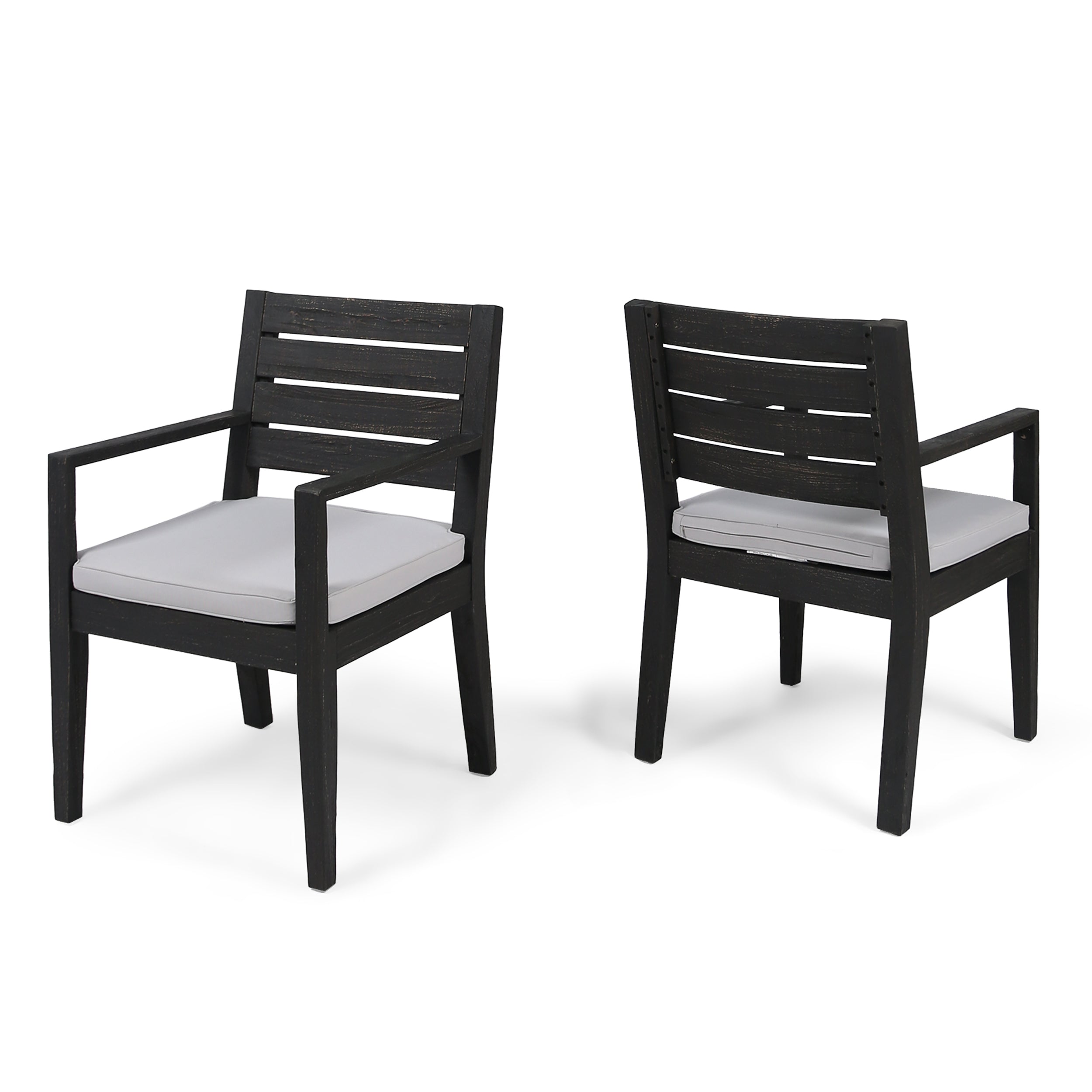 Eric Outdoor Acacia Wood Dining Chairs