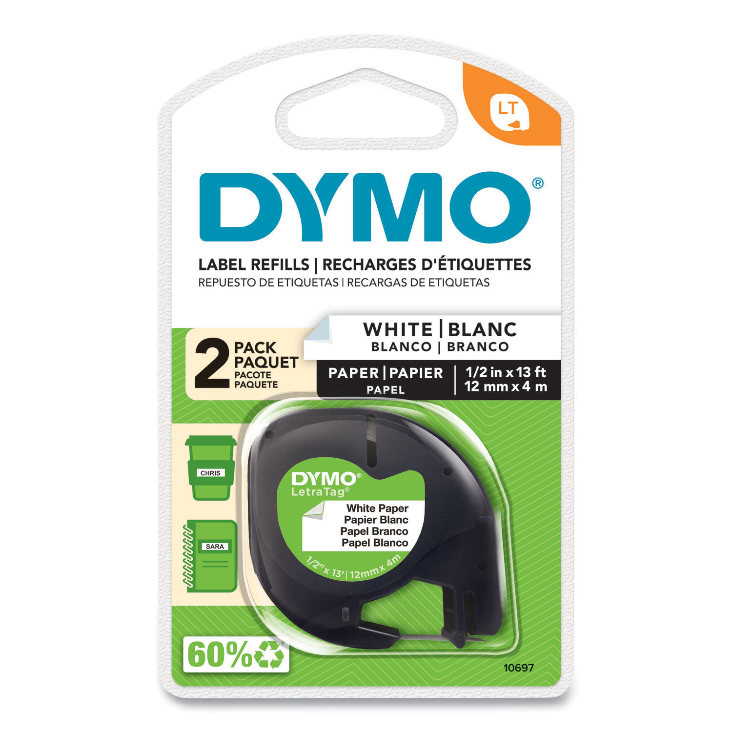 LetraTag Paper Label Tape Cassettes by DYMOandreg; DYM10697