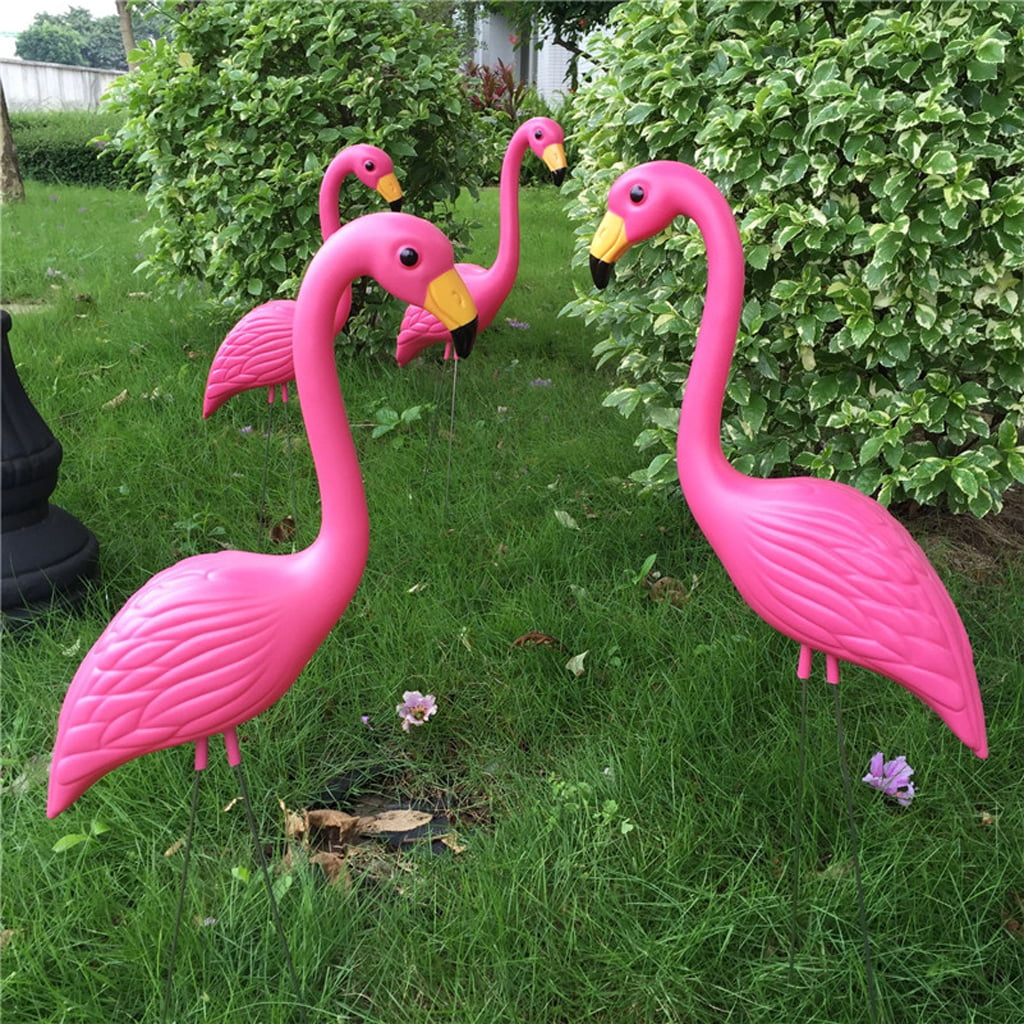 CUTICATE 1PC Pink Flamingo Statues Garden Stakes for Outdoor Lawn Patio Decor Looking Up