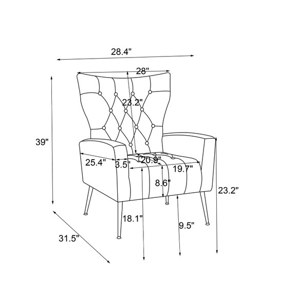 Modern Accent Chair with Ottoman  Comfy Armchair f...