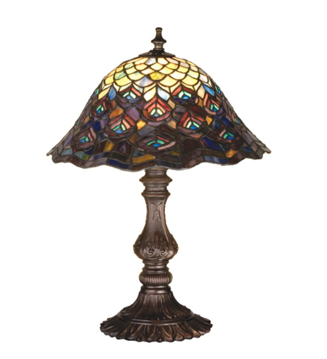 Meyda Tiffany 67885 Stained Glass / Tiffany Accent Table Lamp From The Peacock Collection