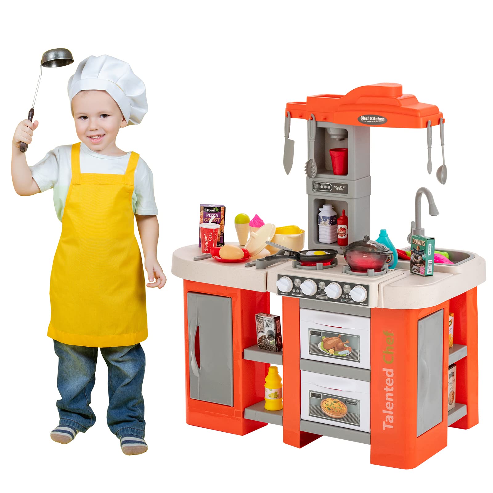 Costzon Kids Kitchen Playset, 67PCS Pretend Chef Play Food Toy Set