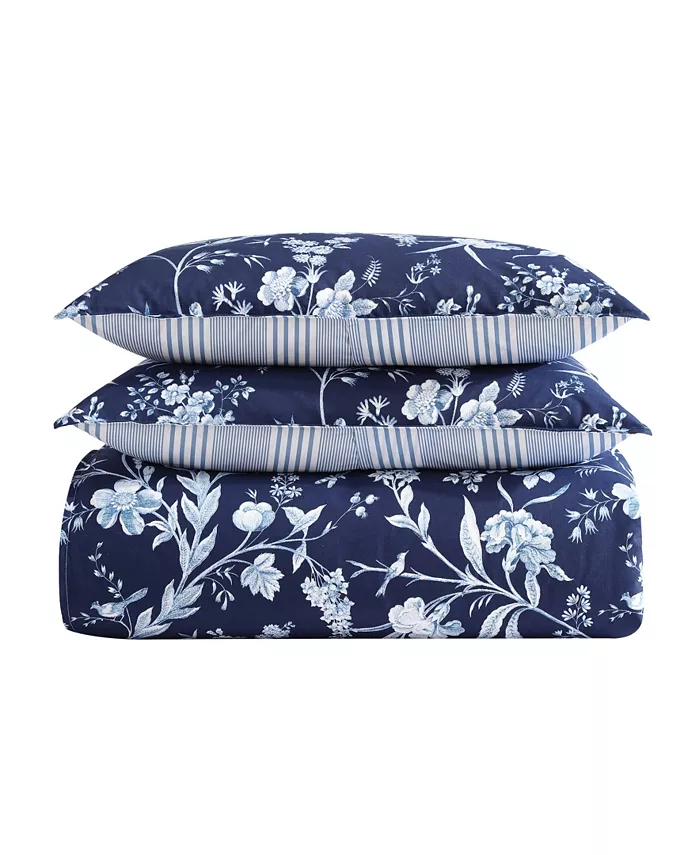 Laura Ashley Branch Toile Cotton Reversible 5 Piece Duvet Cover Set， Twin