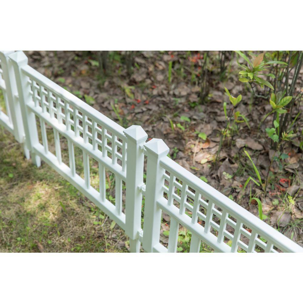 Gardenised 20 in. H White Vinyl Garden Gate Patio Picket Fence Flower Bed Border Edging QI003741.WL