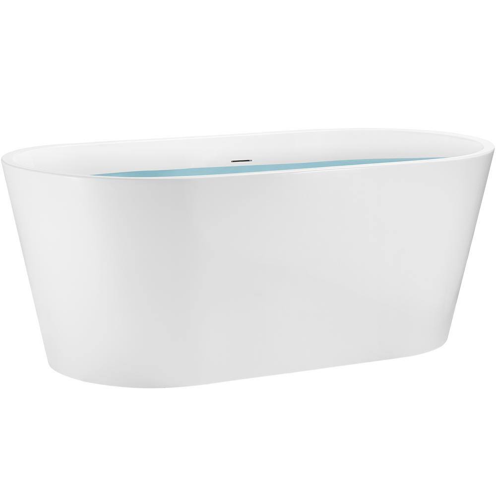 AKDY 59 in. Fiberglass Double Ended Flatbottom Non-Whirlpool Bathtub in Glossy White BT0120