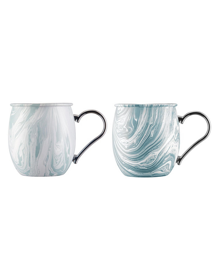 Cambridge Blue Marble Moscow Mule Mug - Set of 2