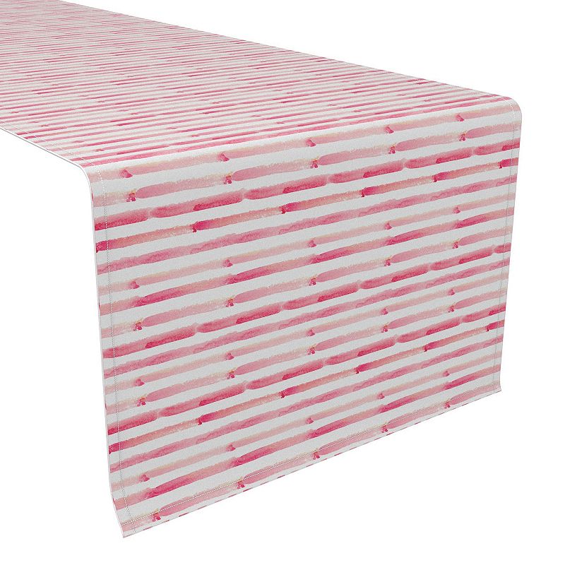 Table Runner， 100% Cotton， 16x108， Pink Watercolor Stripes