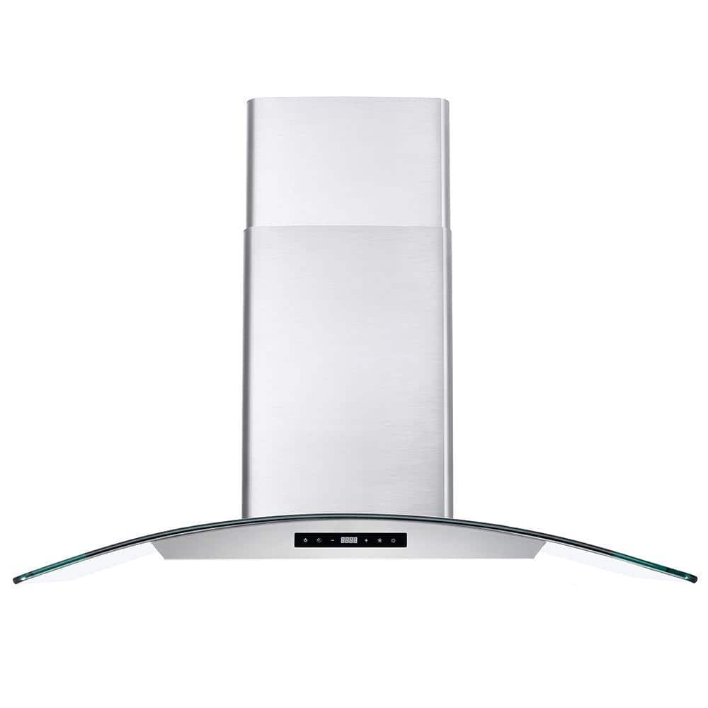 Cosmo 36 in Convertible Wall Mount Range Hood with Touch Controls LED Lighting and Permanent Filters in Stainless Steel