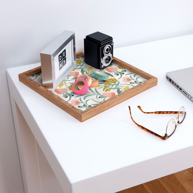 Marta Barragan Camarasa Flora Australis White Square Bamboo Tray Deny Designs