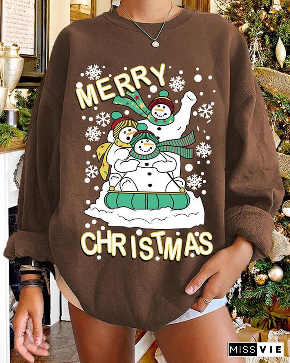 Christmas Print Pullover Women's Sweatshirt