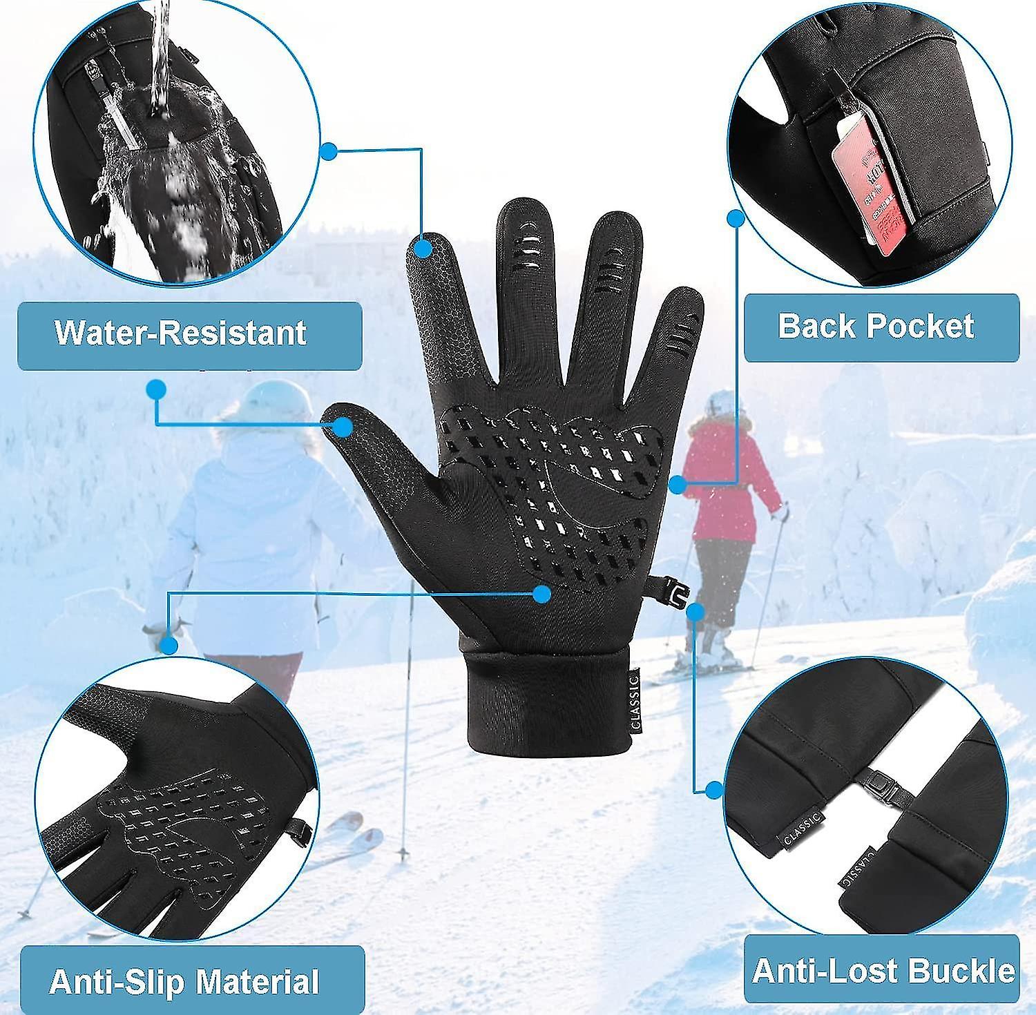 Winter Gloves Waterproof Thermal Sport Glove For Men Women For Running Cycling Driving Hiking，warm Glove For Work-xxl