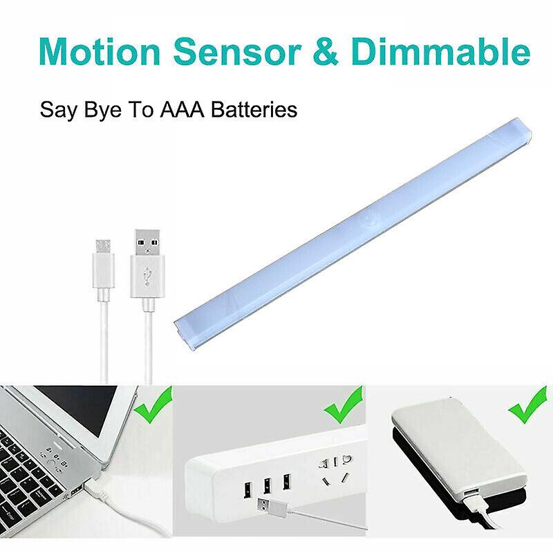 Wireless Led Pir Motion Sensor Light Usb Rechargeable Strip Cabinet Closet Lamp