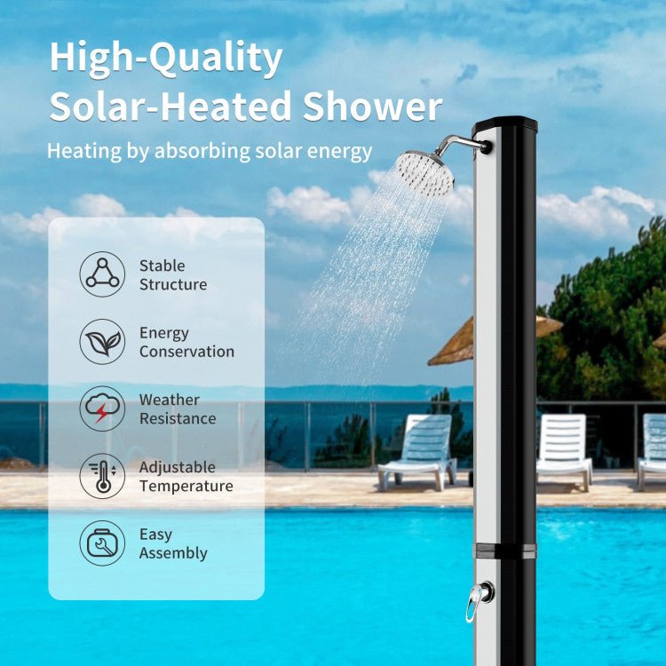 Best 7.2FT Outdoor Freestanding Solar-Heated Shower With Foot Shower