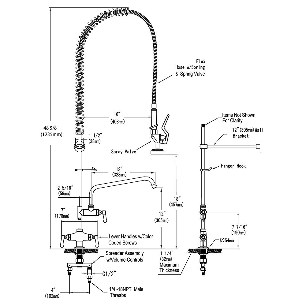 Aquaterior Kitchen Pull Out Faucet+Add-on Faucet Commercial