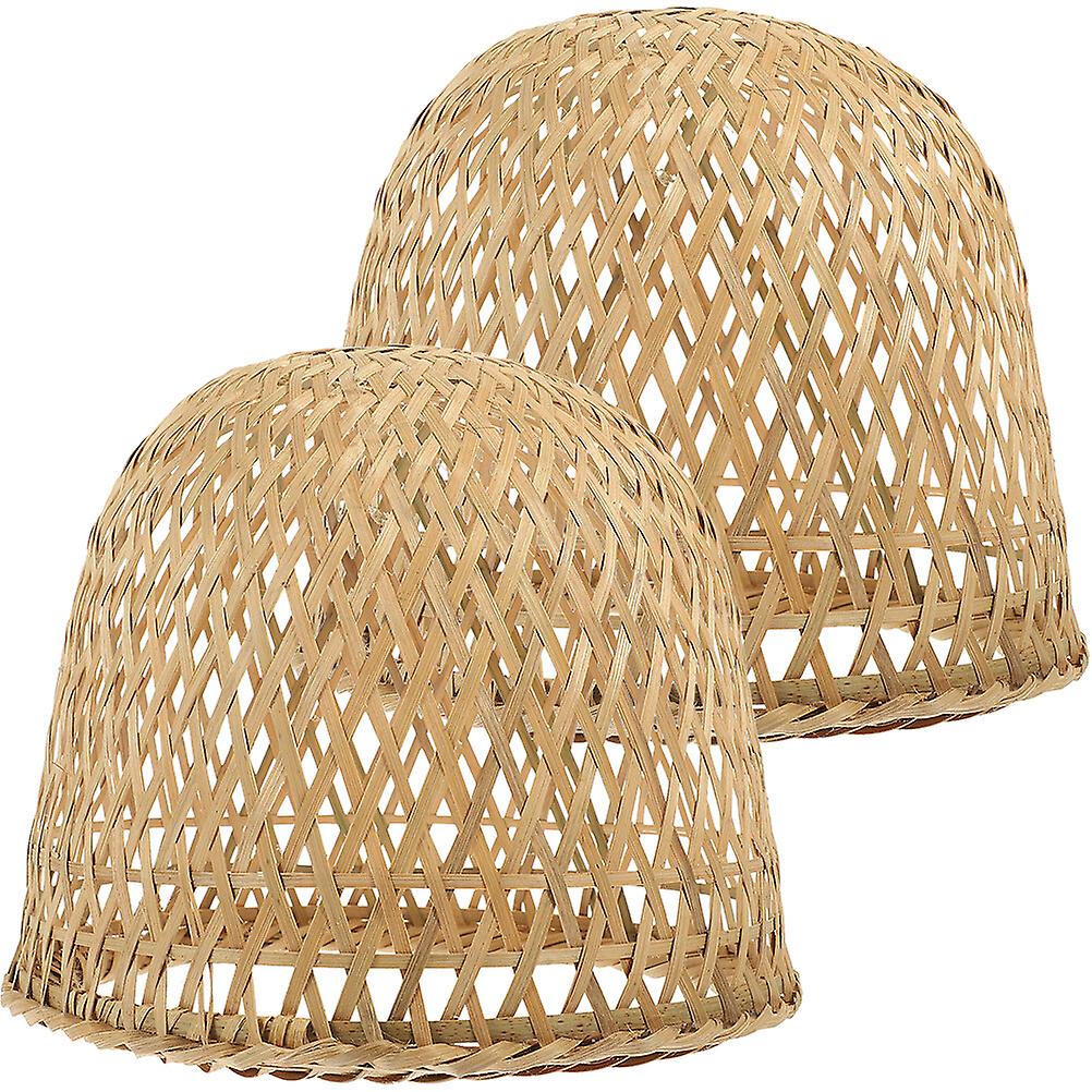 2pcs Woven Bamboo Lampshade Rustic Style Bamboo Lampshade Pendant Light Lamp Cover Lamp Accessory