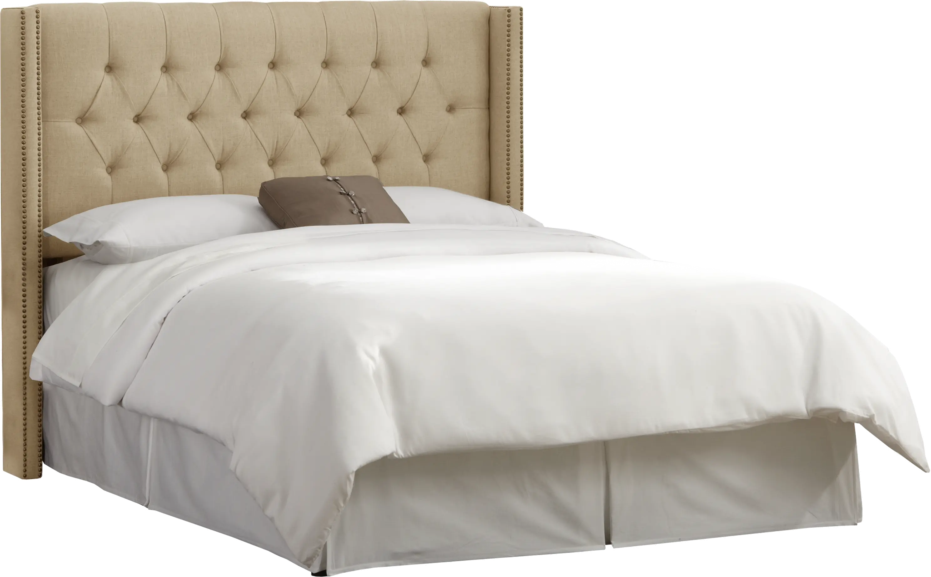 Abigail Tan Diamond Tufted Wingback Full Headboard - Skyline Furniture