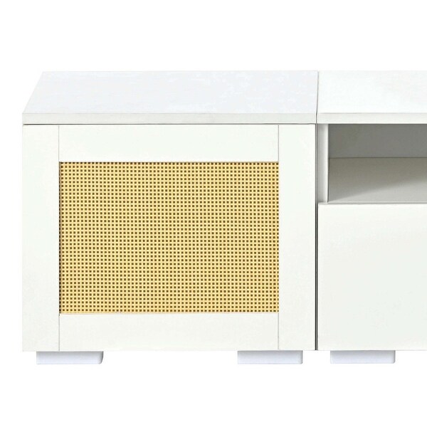 Rattan Style Entertainment Center with Push to Open Doors