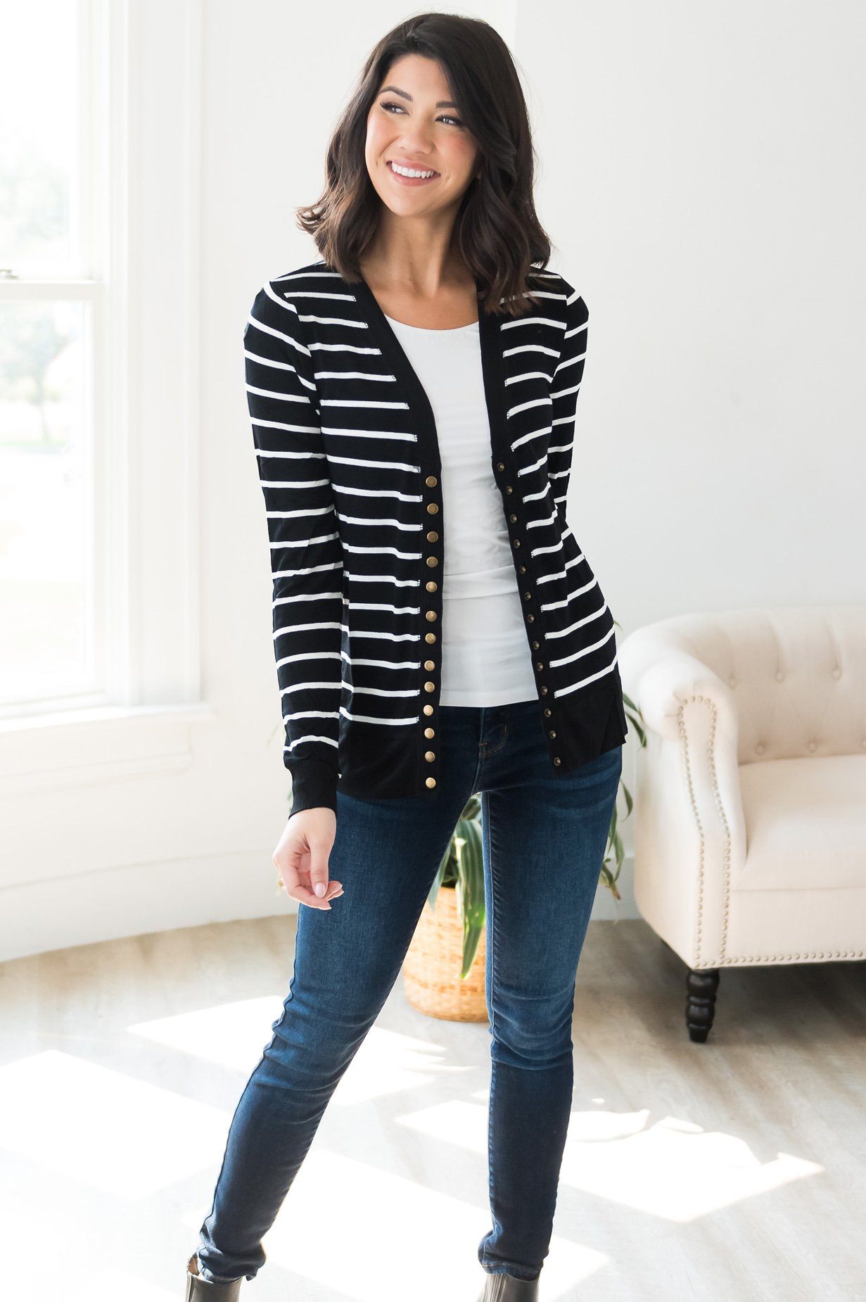 Striped Sweetheart Modest Cardigan