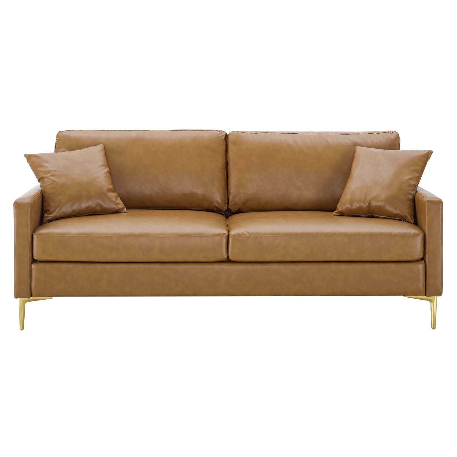 Juliana Vegan Leather Sofa-EEI-4448-TAN