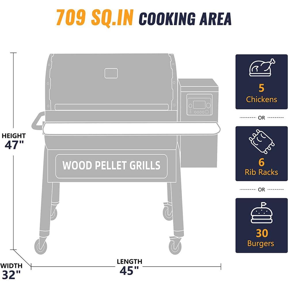 Z GRILLS 709 sq. in. ZPG-7052B Wi-Fi Pellet Grill and Smoker in Black ZPG-7052B